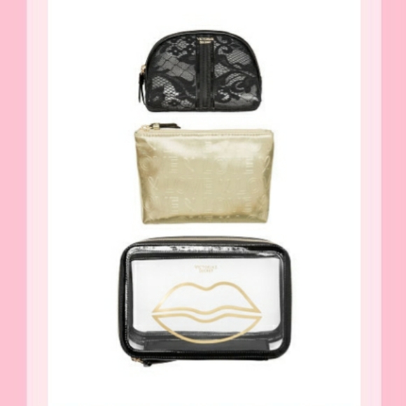 NWT Victoria’s Secret 3 Piece Cosmetic Bag Set - Picture 1 of 8